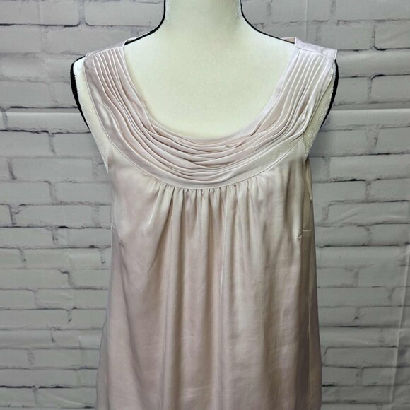 Ann Taylor LOFT Blush Pleated Scoop Neck Sleeveless Blouse – Size L - Picture 2 of 7